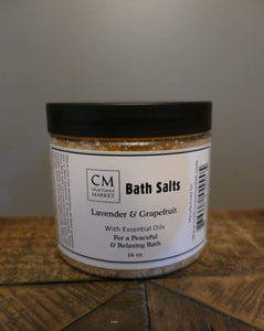 Craftsman Market Bath Salts 16 oz Lavender & Grapefruit -  Aromatherapy Bath Salts