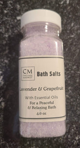 Craftsman Market Bath Salts 4 oz Lavender & Grapefruit -  Aromatherapy Bath Salts